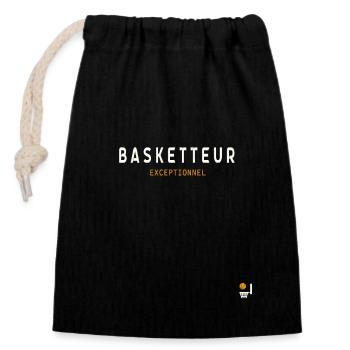 Basketteur Exceptionnel - Sac cadeau en coton avec cordon (14 x 20 cm) - noir - Devant