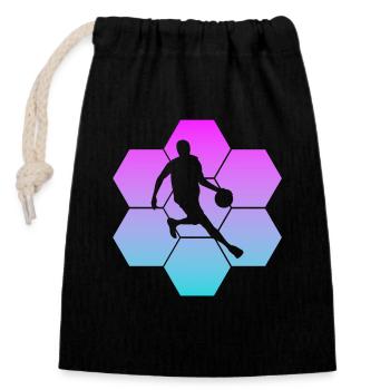 basketball streetball - Verschließbarer Geschenkbeutel aus Baumwolle (14x20cm) - Schwarz - Vorne
