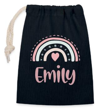 Emily Name Rainbow - Closable cotton gift bag (14x20cm) - navy - Front