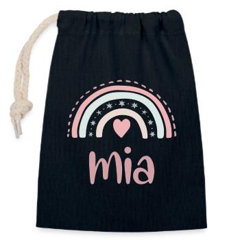 Nom Mia Arc-en-ciel - Sac cadeau en coton avec cordon (14 x 20 cm) - bleu marine - Devant