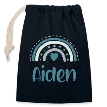 Aiden Name Regenbogen - Verschließbarer Geschenkbeutel aus Baumwolle (14x20cm) - Navy - Vorne