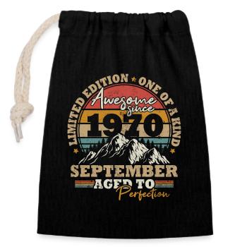 Septembre 1970 Vintage Retro Cadeau d’anniversaire - Sac cadeau en coton avec cordon (14 x 20 cm) - noir - Devant