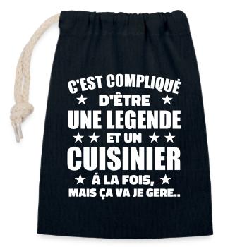 Legend & Cook Cook Geschenkidee - Verschließbarer Geschenkbeutel aus Baumwolle (14x20cm) - Navy - Vorne