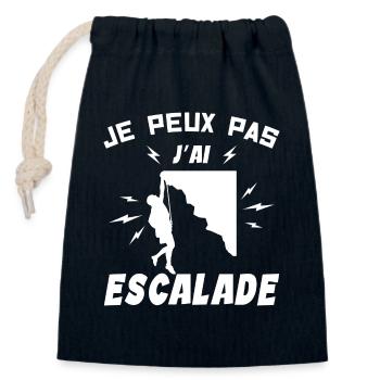Je Peux Pas J'ai Escalade - Sac cadeau en coton avec cordon (14 x 20 cm) - bleu marine - Devant
