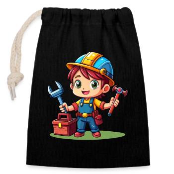 Petit Artisan - Sac cadeau en coton avec cordon (14 x 20 cm) - noir - Devant