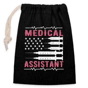 Medizinischer Assistent Medizinische Assistentin unter amerikanischer Flagge - Verschließbarer Geschenkbeutel aus Baumwolle (14x20cm) - Schwarz - Vorne
