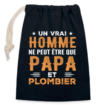 A Real Man Is Just a Dad and a Fireman - Closable cotton gift bag (14x20cm) - navy - Front