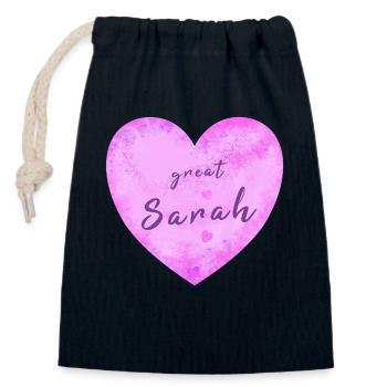 Sarah - Sac cadeau en coton avec cordon (14 x 20 cm) - bleu marine - Devant