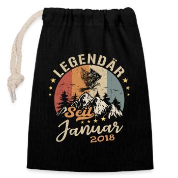Legendary since January 2018 birthday - Closable cotton gift bag (14x20cm) - black - Front