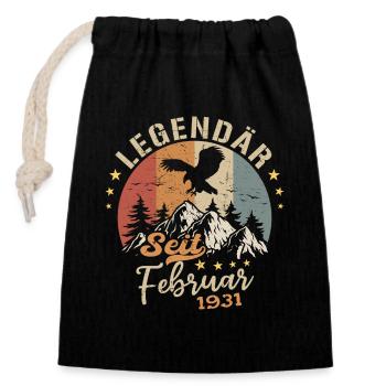 Legendary since February 1931 birthday 1931 - Closable cotton gift bag (14x20cm) - black - Front