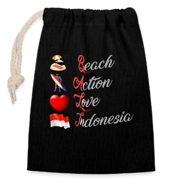 Bali - Indonesia - Closable cotton gift bag (14x20cm) - black - Front