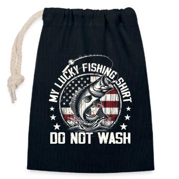My Lucky Fishing Shirt Do Not Wash Funny Fishing - Sac cadeau en coton avec cordon (14 x 20 cm) - bleu marine - Devant
