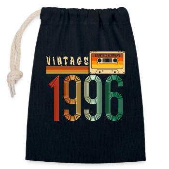 Année 1996 Old School Cassette Musique Rétro - Sac cadeau en coton avec cordon (14 x 20 cm) - bleu marine - Devant