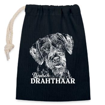 Deutsch Drahthaar - Verschließbarer Geschenkbeutel aus Baumwolle (14x20cm) - Navy - Vorne