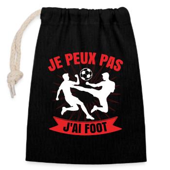 Cadeaux Football Je Peux Pas J'ai Foot Humour Foot - Sac cadeau en coton avec cordon (14 x 20 cm) - noir - Devant