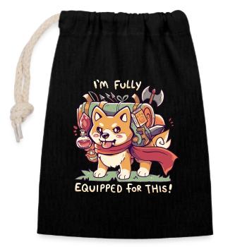 Fully Equipped for This - Closable cotton gift bag (14x20cm) - black - Front