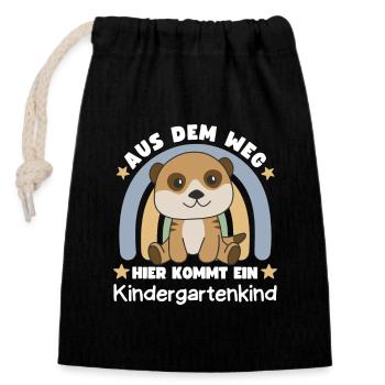 Aus Dem Weg Hier Kommt Ein Kindergartenkind - Verschließbarer Geschenkbeutel aus Baumwolle (14x20cm) - Schwarz - Vorne