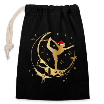 Yoga Shirt Weihnachten Mond Tänzer Natarajasana - Verschließbarer Geschenkbeutel aus Baumwolle (14x20cm) - Schwarz - Vorne