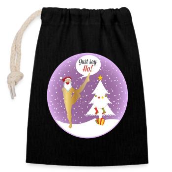 Yoga Shirt Weihnachten Say Ho Nikolaus Santa Claus - Verschließbarer Geschenkbeutel aus Baumwolle (14x20cm) - Schwarz - Vorne