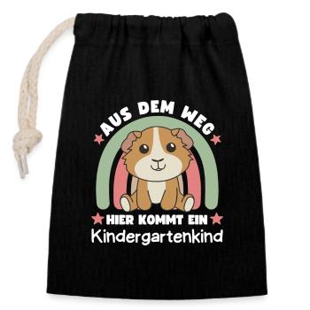 Aus Dem Weg Hier Kommt Ein Kindergartenkind - Verschließbarer Geschenkbeutel aus Baumwolle (14x20cm) - Schwarz - Vorne