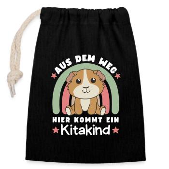 Out of the way, here comes a kindergarten child - Closable cotton gift bag (14x20cm) - black - Front
