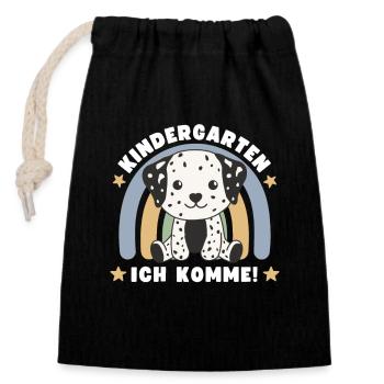 Kindergarten Ich Komme! Dalmatiner - Verschließbarer Geschenkbeutel aus Baumwolle (14x20cm) - Schwarz - Vorne