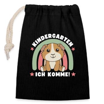 Kindergarten Ich Komme! Meerschweinchen - Verschließbarer Geschenkbeutel aus Baumwolle (14x20cm) - Schwarz - Vorne