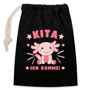 Kita I'm coming Kitakind Axolotl - Closable cotton gift bag (14x20cm) - black - Front