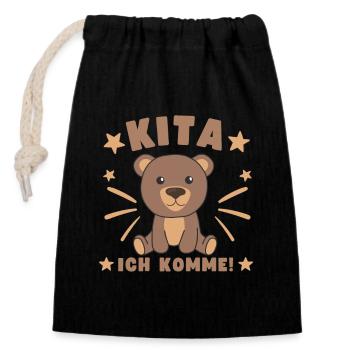 Kita Ich kome Kitakind Bär - Closable cotton gift bag (14x20cm) - black - Front
