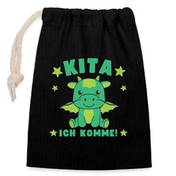 Kita I'm Coming Kita Child Dragon - Closable cotton gift bag (14x20cm) - black - Front