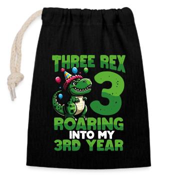 Three Rex Roaring In My 3rd Year Birthday - Closable cotton gift bag (14x20cm) - black - Front