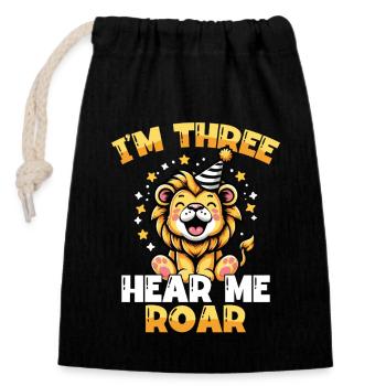 J’ai trois ans, entends-moi rugir doucement - Sac cadeau en coton avec cordon (14 x 20 cm) - noir - Devant