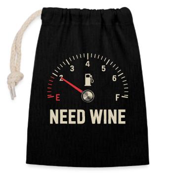 Tank empty – need wine now! - Closable cotton gift bag (14x20cm) - black - Front