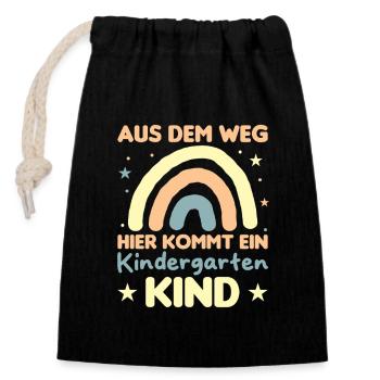 Kindergarten Child Rainbow Out of the Way - Closable cotton gift bag (14x20cm) - black - Front