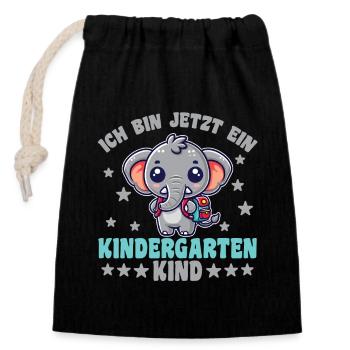 Kindergarten Elephant I'm Now A - Closable cotton gift bag (14x20cm) - black - Front