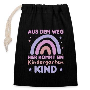 Kindergartenkind Regenbogen Aus dem weg - Verschließbarer Geschenkbeutel aus Baumwolle (14x20cm) - Schwarz - Vorne