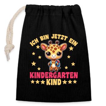 Kindergarten Giraffe I'm now a - Closable cotton gift bag (14x20cm) - black - Front