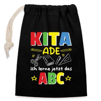 Kita Ade I'm now learning the ABC schoolchild - Closable cotton gift bag (14x20cm) - black - Front