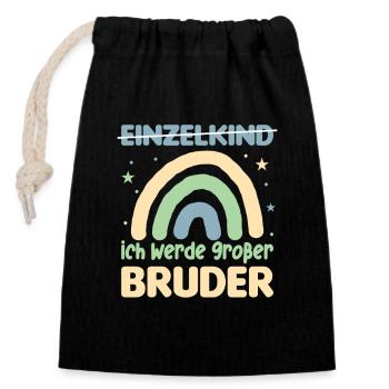 Großer Bruder 2026 Regenbogen Süßes Geschwister - Verschließbarer Geschenkbeutel aus Baumwolle (14x20cm) - Schwarz - Vorne