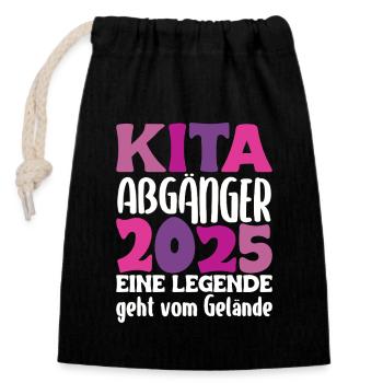 Daycare graduate: 2025 a legend leaves the site - Closable cotton gift bag (14x20cm) - black - Front