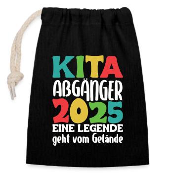 Daycare graduate: 2025 a legend leaves the site - Closable cotton gift bag (14x20cm) - black - Front
