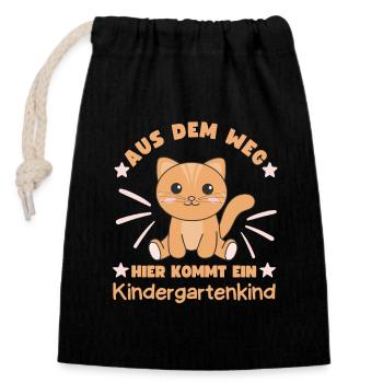Aus Dem Weg Hier Kommt Ein Kindergartenkind Katze - Verschließbarer Geschenkbeutel aus Baumwolle (14x20cm) - Schwarz - Vorne