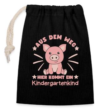 Hier Kommt Ein Kindergartenkind süßes Schwein - Verschließbarer Geschenkbeutel aus Baumwolle (14x20cm) - Schwarz - Vorne