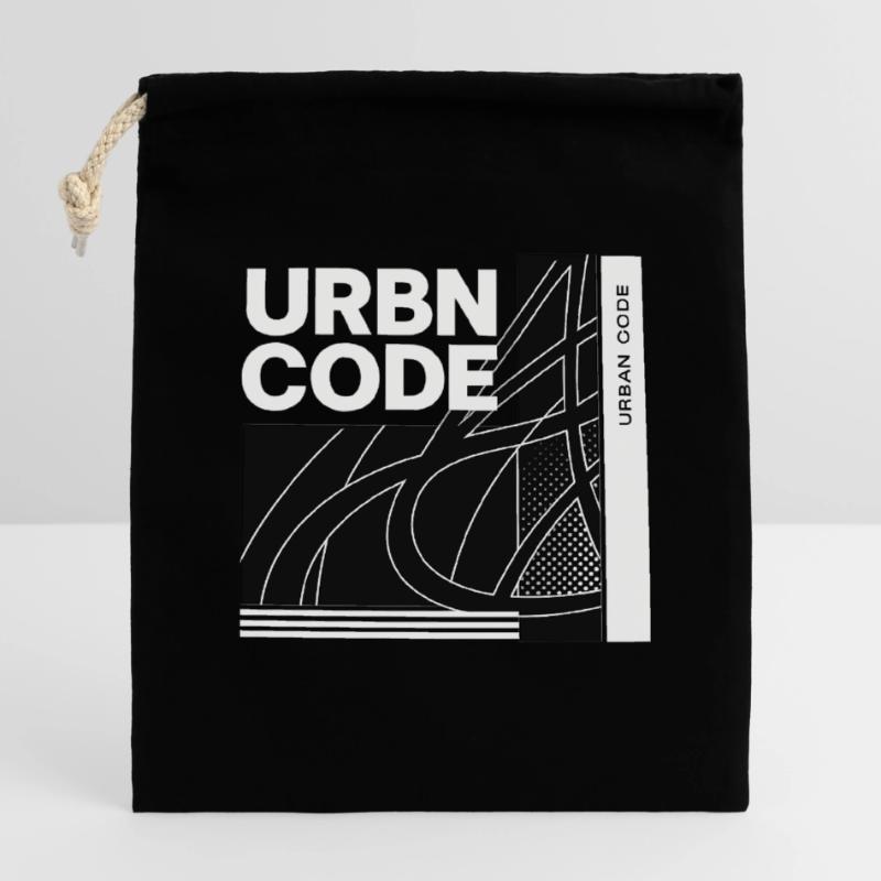 Conception de lignes de code urbain Sac cadeau en coton avec cordon (14 x 20 cm)