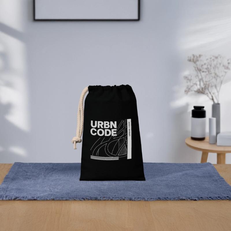 Conception de lignes de code urbain Sac cadeau en coton avec cordon (14 x 20 cm)