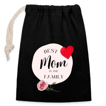 Meilleure maman de la famille - Sac cadeau en coton avec cordon (14 x 20 cm) - noir - Devant
