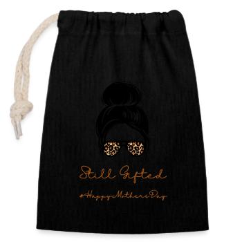 Still Gifted #HappyMothersDay (11) - Closable cotton gift bag (14x20cm) - black - Front