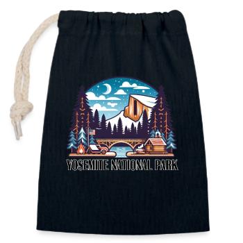 Parc national de Yosemite: camps de tentes - Sac cadeau en coton avec cordon (14 x 20 cm) - bleu marine - Devant