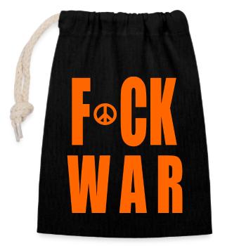 Fuck war - Closable cotton gift bag (14x20cm) - black - Front