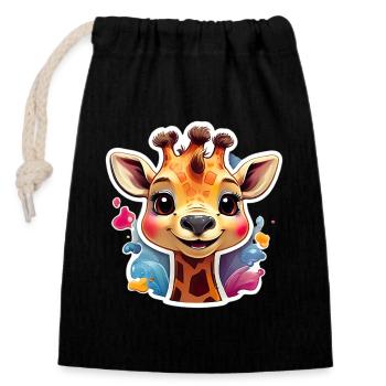 Fashion & more "Giraffe" 🦒 - Closable cotton gift bag (14x20cm) - black - Front